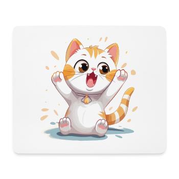 Katze Lacht Freut Sich Glücklich Kätzchen Cartoon - Mousepad (Querformat) - Weiß - Vorne