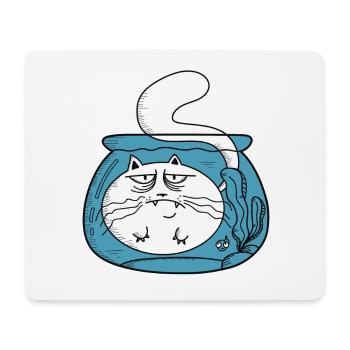 Cat in a goldfish jar - Mouse Pad (horizontal) - white - Front
