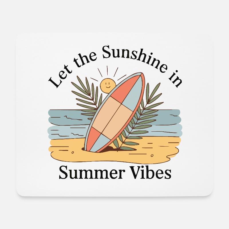 Summer Vibes Shirt – Let the Sunshine in - Mousepad (Querformat) - Weiß