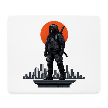 Ninja in the shadows in front of a red skyline - Mouse Pad (horizontal) - white - Front