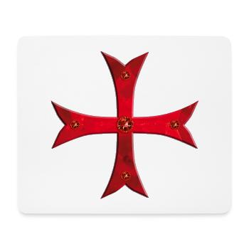 Templer Kreuz Rubinen rot - Mousepad (Querformat) - Weiß - Vorne