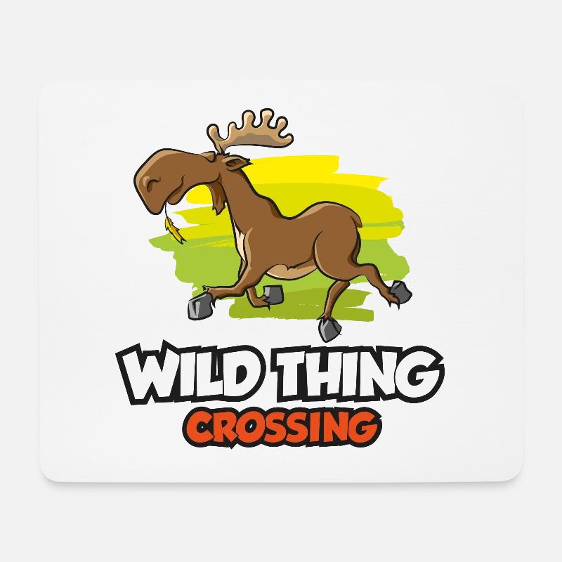 Elch - Wild Thing Crossing - Mousepad (Querformat) - Weiß