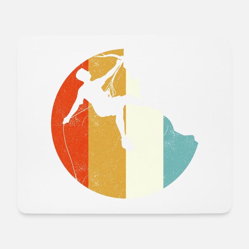 Climber Silhouette on Rainbow Gradient Globe - Mouse Pad (horizontal) - white