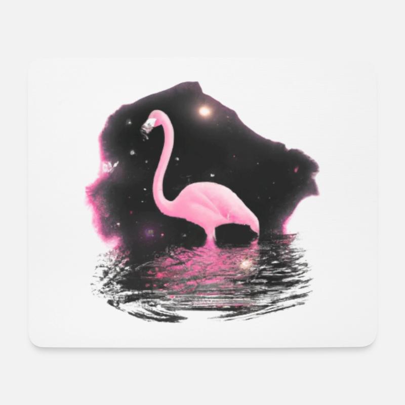 Flamingo Galaxie Weltall Geschenkidee rose trendy - Mousepad (Querformat) - Weiß