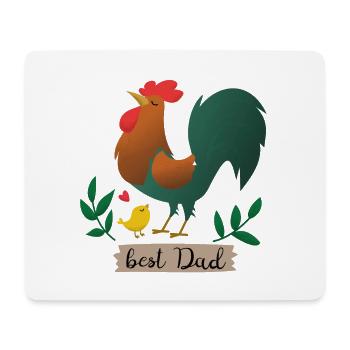 best Dad Papa Hahn mit Küken - Mousepad (Querformat) - Weiß - Vorne