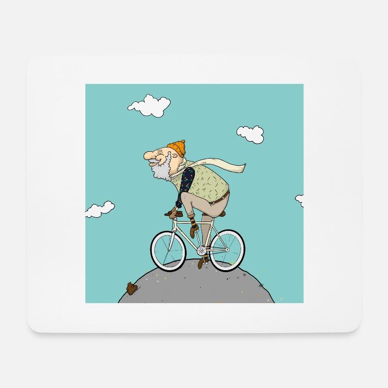 Fahrradhipster - Mousepad (Querformat) - Weiß