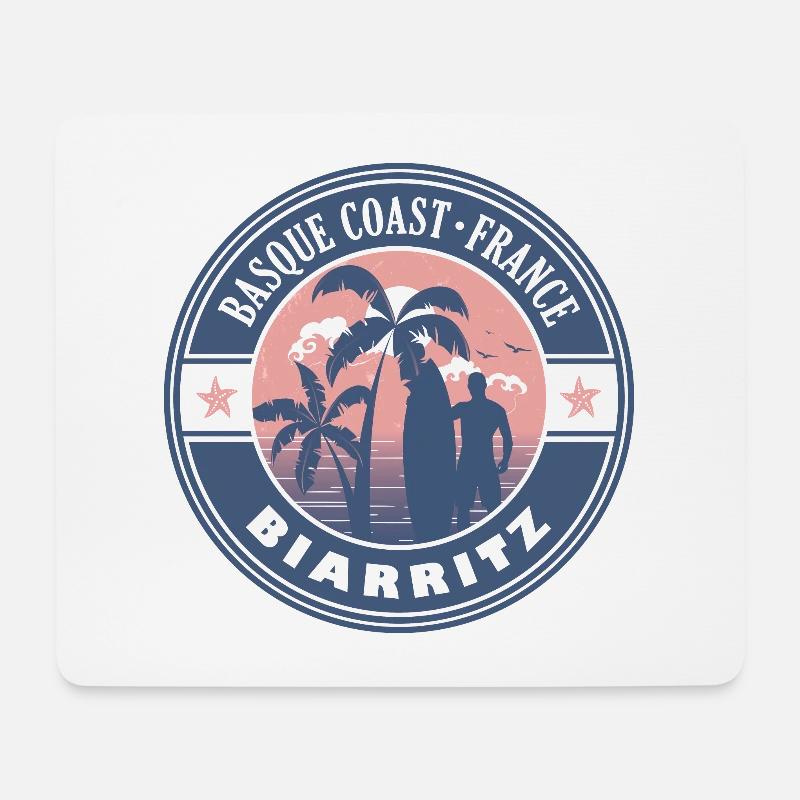 Biarritz Baskische Küste Frankreich Sommer Surf Design - Mousepad (Querformat) - Weiß