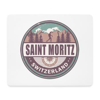 Saint Moritz Suisse Alpes Suisses Vintage Randonnée - Tapis de souris (format paysage) - blanc - Devant