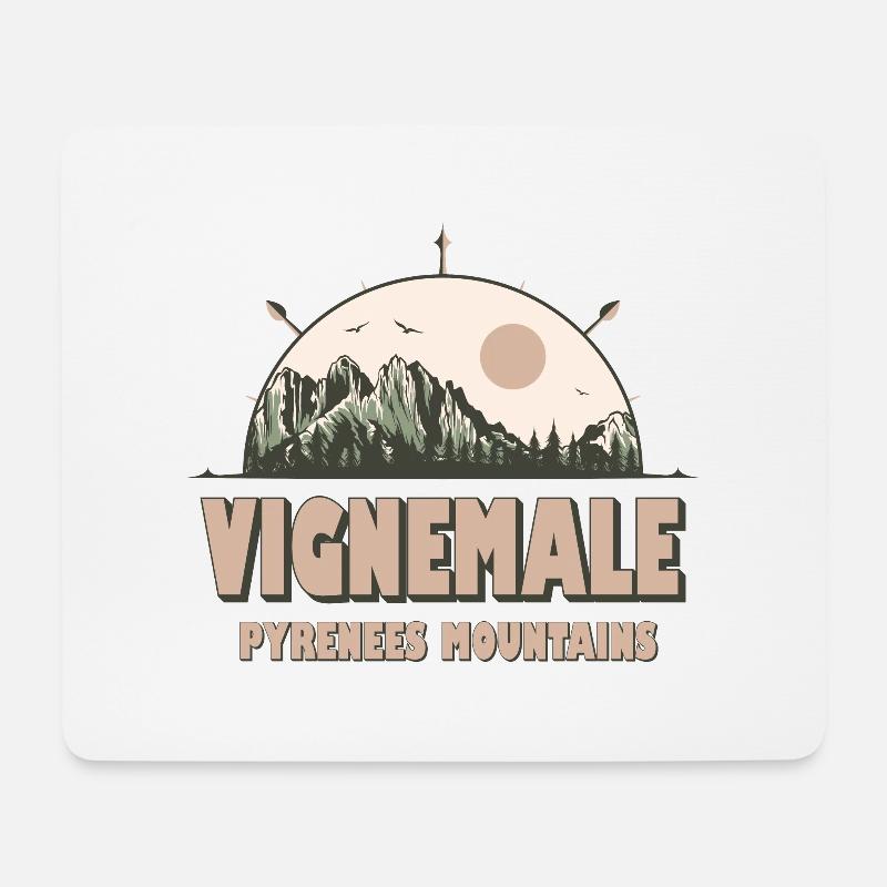 Vignemale Pyrenäen Berge Vintage Wandern Design - Mousepad (Querformat) - Weiß