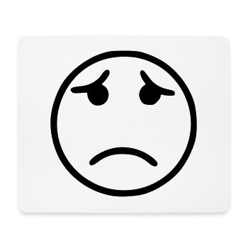 Emoji sketch noir triste - Tapis de souris (format paysage) - blanc - Devant