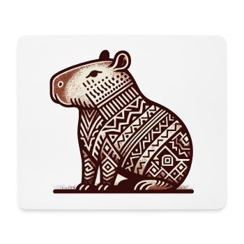 Seated capybara in South American style - Mouse Pad (horizontal) - white - Front