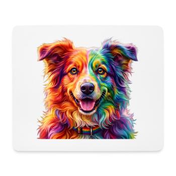 Regenbogenhund / Hund in Regenbogenfarben - Mousepad (Querformat) - Weiß - Vorne