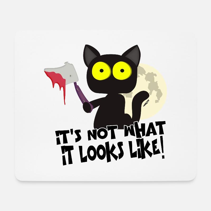 Horror Katze - Mousepad (Querformat) - Weiß
