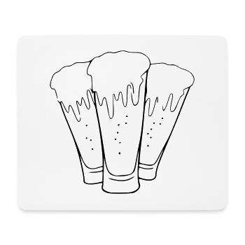 Bier Zeichnung Party Feiern schwarz - Mousepad (Querformat) - Weiß - Vorne