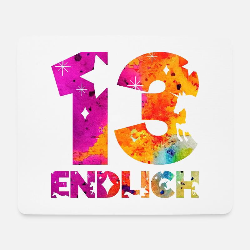 ENDLICH 13 EINHORN 13. GEBURTSTAG - Mousepad (Querformat) - Weiß