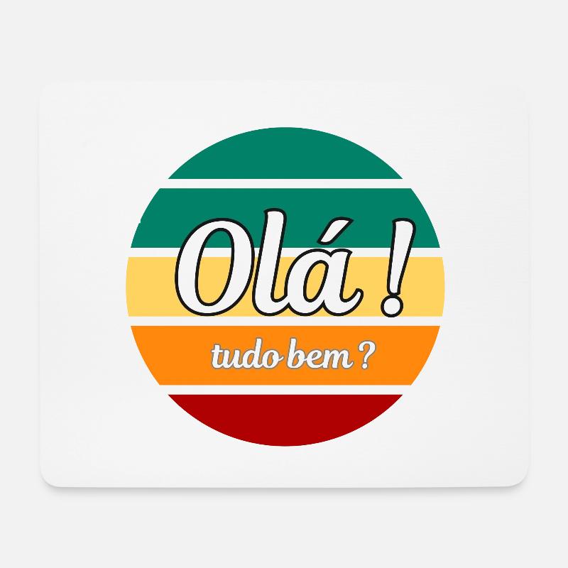 Olà Tudo Bem - Tapis de souris (format paysage) - blanc