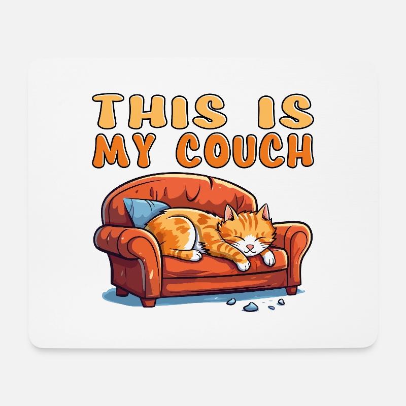Katze Couch Sofa Lustig Humor Typisch Cartoon - Mousepad (Querformat) - Weiß