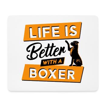 La vie est plus belle avec un boxer - Vector Design - Tapis de souris (format paysage) - blanc - Devant