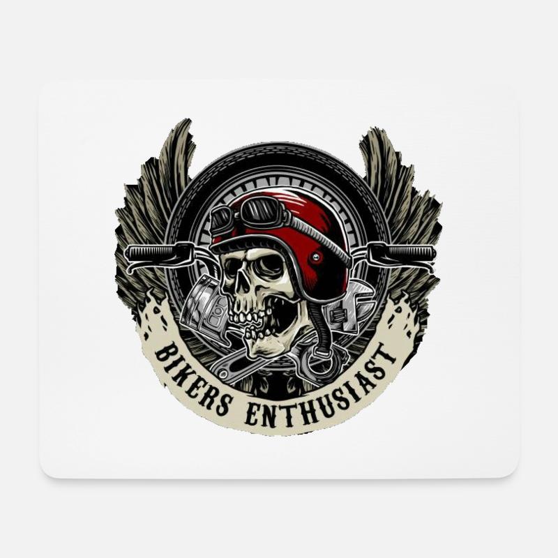 Motorradfahrer, Skull - Mousepad (Querformat) - Weiß
