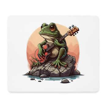 Frosch spielt Gitarre Frösche Kröte Amphibie - Mousepad (Querformat) - Weiß - Vorne