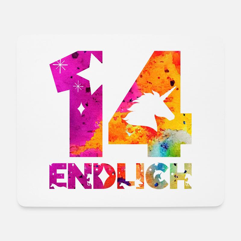 ENDLICH 14 EINHORN 14. GEBURTSTAG - Mousepad (Querformat) - Weiß