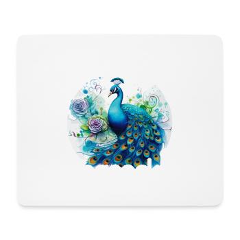 Fleurs de paon Plume de paon exotique coloré coloré - Tapis de souris (format paysage) - blanc - Devant