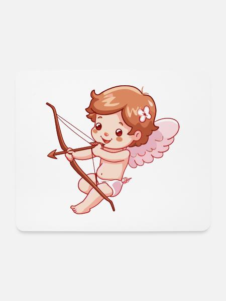 Engel Valentinstag Verliebt Amor - Mousepad (Querformat) - Weiß