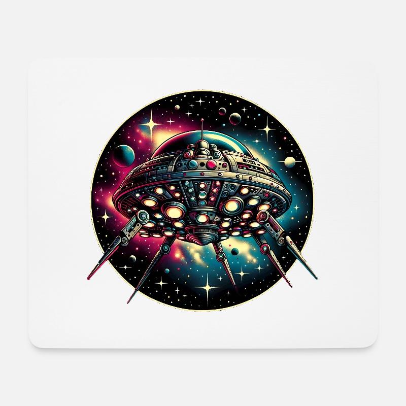 Phantastisches Spinnenraumschiff im Weltall - Mousepad (Querformat) - Weiß