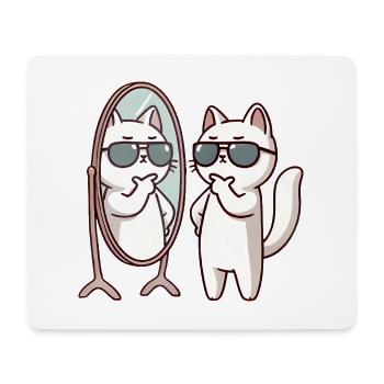 Chat confiant avec des lunettes de soleil - Tapis de souris (format paysage) - blanc - Devant