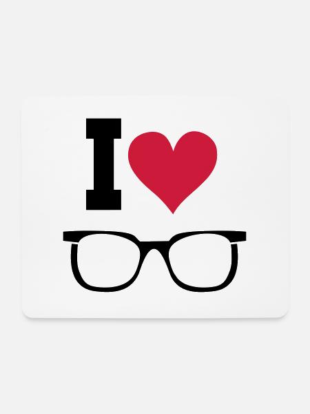Brille Sonnenbrille Herz Statement Geschenk - Mousepad (Querformat) - Weiß