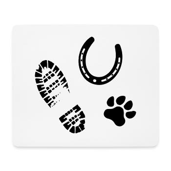 Hund Pferd Mensch Fußabdruck Pfote Hufeisen Reiter - Mousepad (Querformat) - Weiß - Vorne