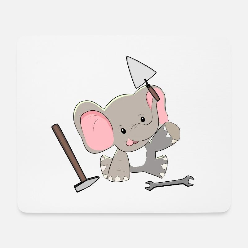 Elefant Handwerker Hausmeister Werkzeug Kinder - Mousepad (Querformat) - Weiß