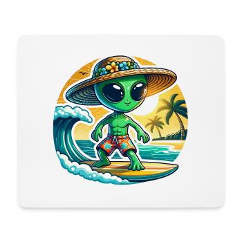 Lustiges kleines Alien auf Surfboard - Mousepad (Querformat) - Weiß - Vorne
