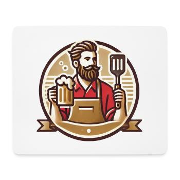 Bärtiger Grill Master Badge Design - Mousepad (Querformat) - Weiß - Vorne