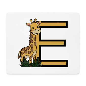 Giraffe mit Buchstabe E - Mousepad (Querformat) - Weiß - Vorne