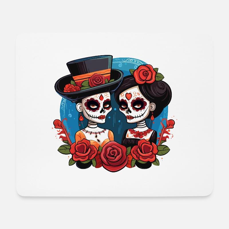 Dia De Los Muertos Totenköpfe Totenkopf Frauen - Mousepad (Querformat) - Weiß