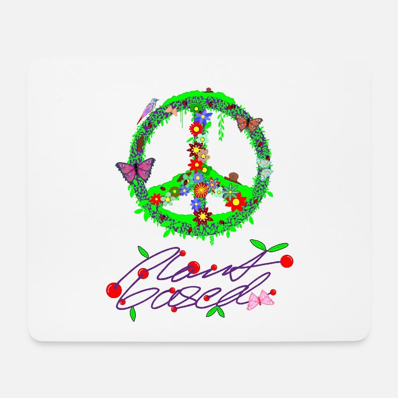 Frieden Peace Symbol Plant based Vegan Veganismus - Mousepad (Querformat) - Weiß