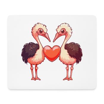 Autruche Couple Amour Couple Amoureux - Tapis de souris (format paysage) - blanc - Devant