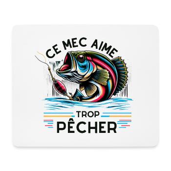 ce mec aime trop pêcher - Tapis de souris (format paysage) - blanc - Devant