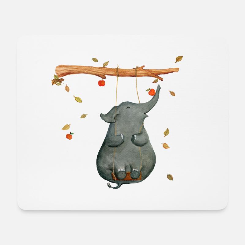 Elefant auf der Schaukel - Mousepad (Querformat) - Weiß