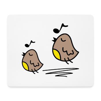 Vögelchen Noten, singen pfeifen - Mousepad (Querformat) - Weiß - Vorne
