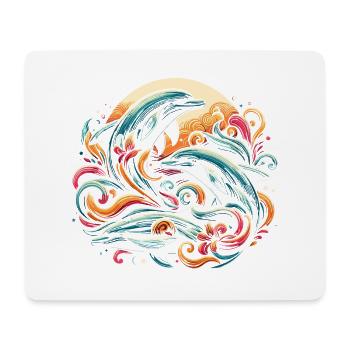 Dauphins dans les vagues - Tapis de souris (format paysage) - blanc - Devant