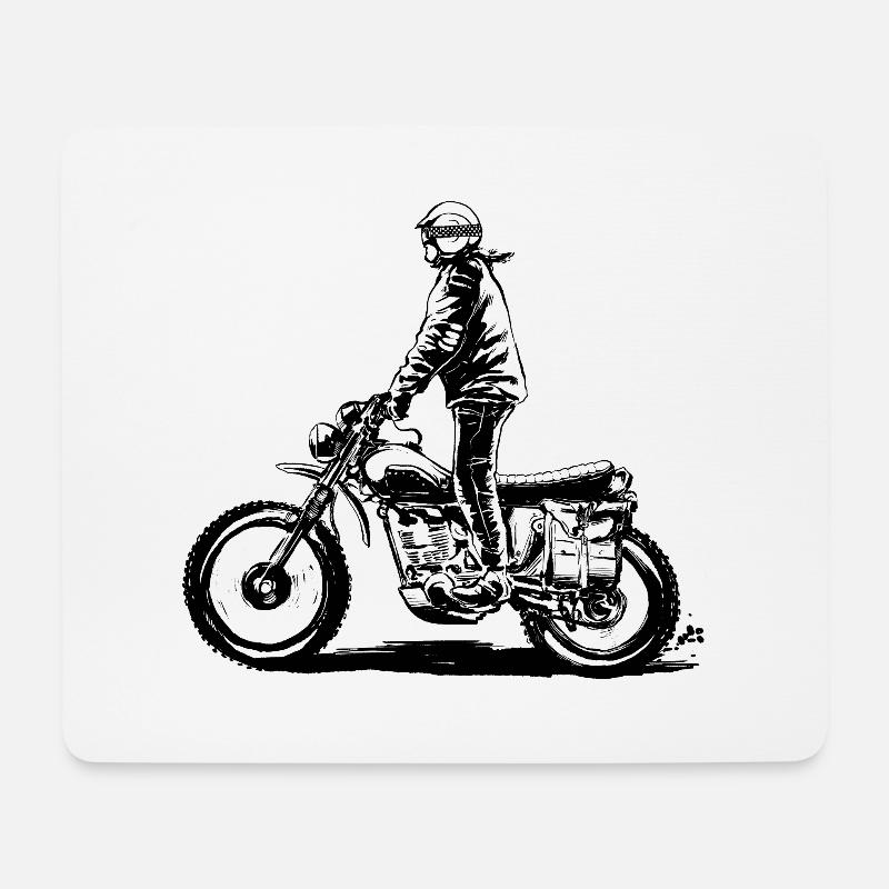 Enduro Biker Motorradfahrer - Mousepad (Querformat) - Weiß