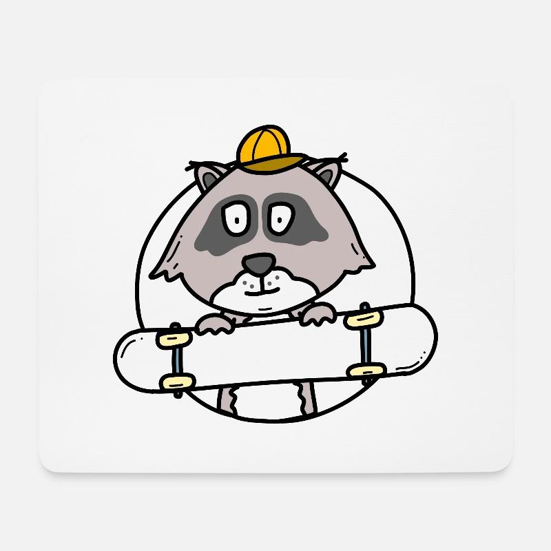 Raccoon with skateboard - Mouse Pad (horizontal) - white