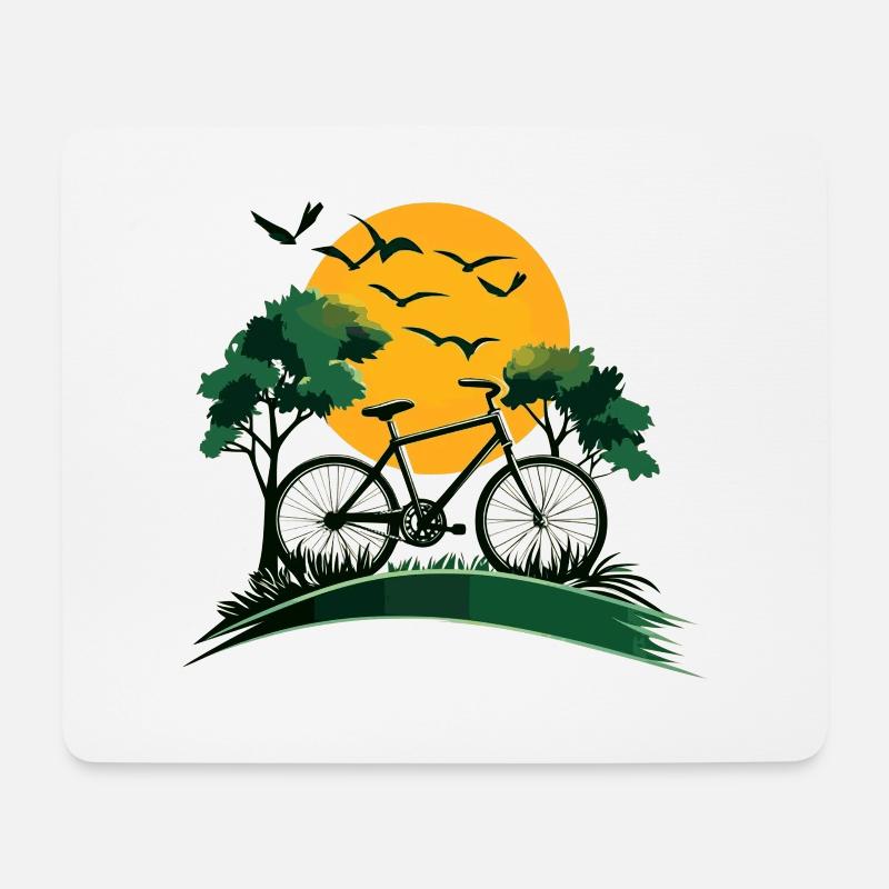 Fahrrad im Sonnenuntergang - Mousepad (Querformat) - Weiß