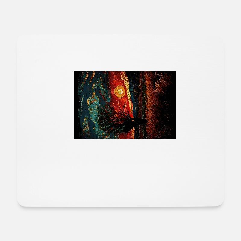 Sonnenuntergang Landschaft Feld Gemälde - Mousepad (Querformat) - Weiß