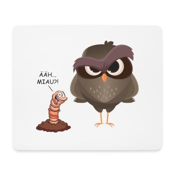 Euh miaou?! Cadeau drôle d'oiseau et de ver - Tapis de souris (format paysage) - blanc - Devant