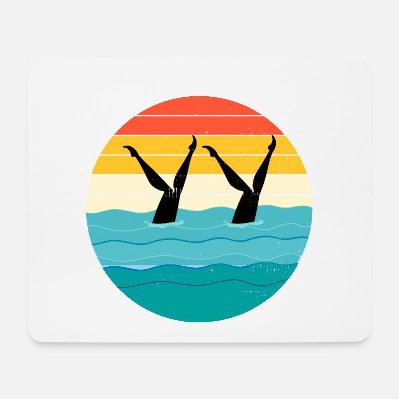 Synchro Schwimmer Synchronschwimmen Vintage - Mousepad (Querformat) - Weiß