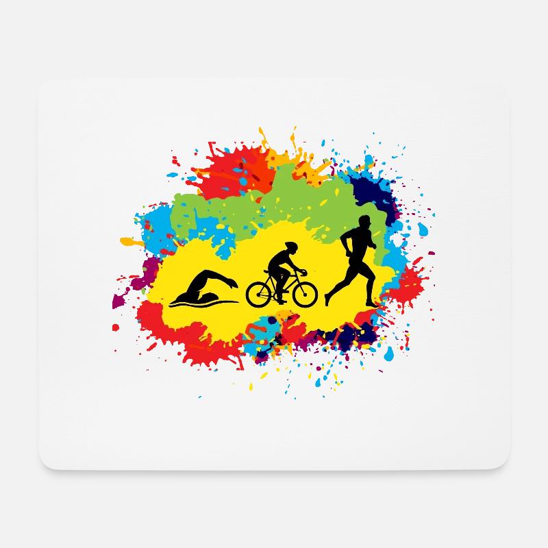 Swim Bike Run Triathlon Triathlet Aquarell - Mousepad (Querformat) - Weiß