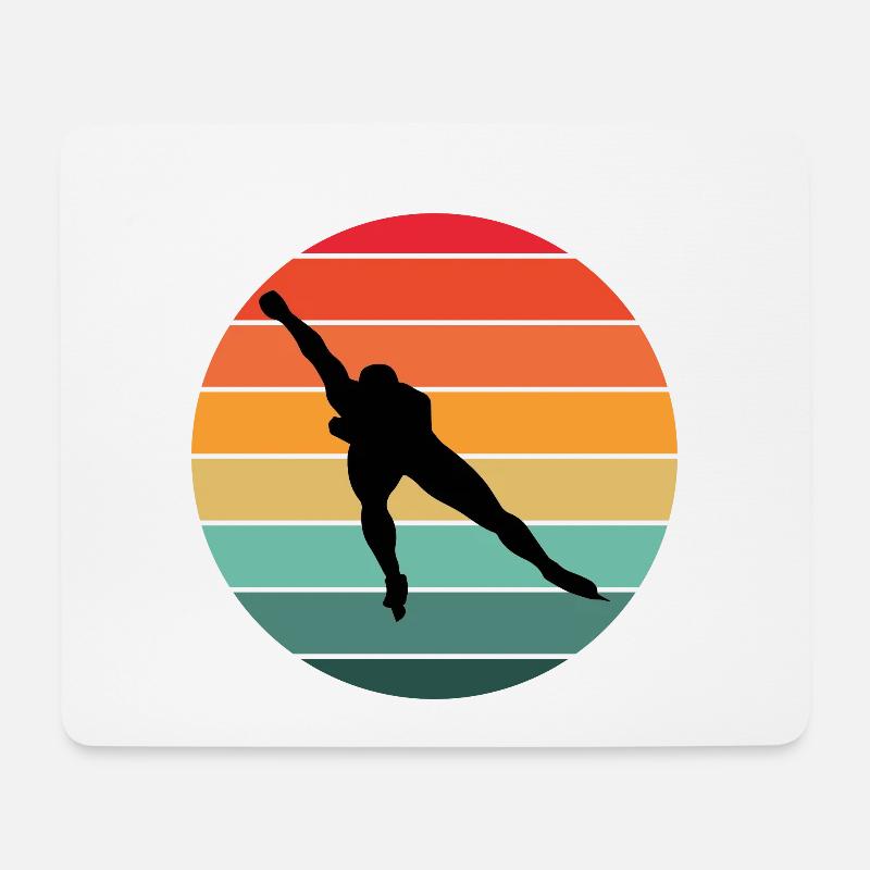 Eisschnelllauf Eisschnelllauf Schlittschuhrennen Vintage Retro - Mousepad (Querformat) - Weiß